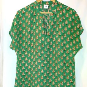 Cabi Stevie Floral Green Top Blouse Style 3252 L